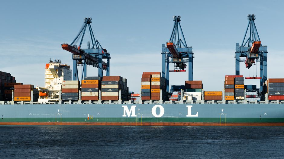 Containers stacked at a Chinese export port.