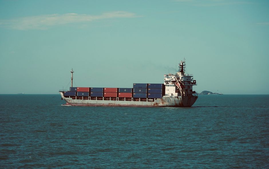 Container ship at sea