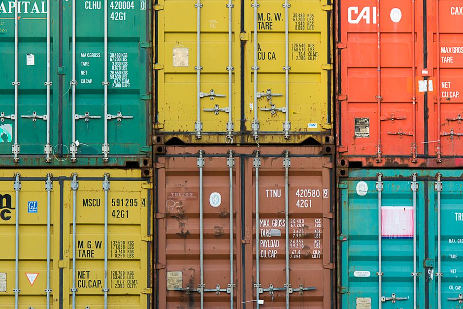 Container yard at a Chinese export port handling chemical shipments